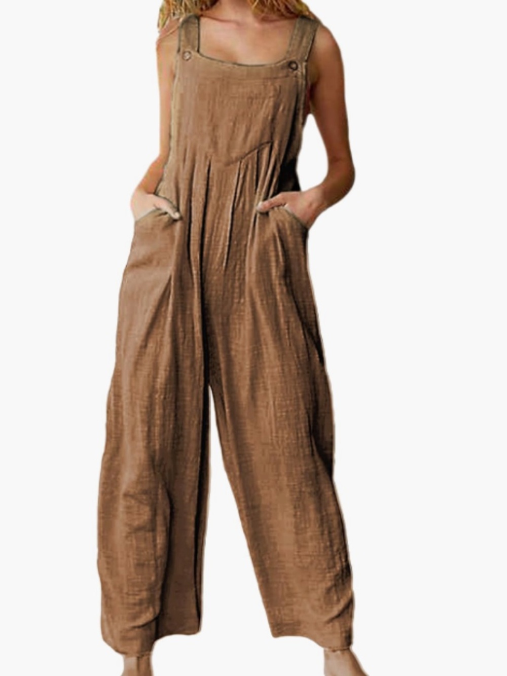 Dual Pocket Jumpsuit Bohemian Wide Leg Overall Size M
